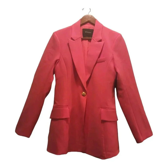 New $695 Retrofete Coat Women Hyper Pink Large Kristen Cutaway Bergdorf Goodman - Picture 6 of 15